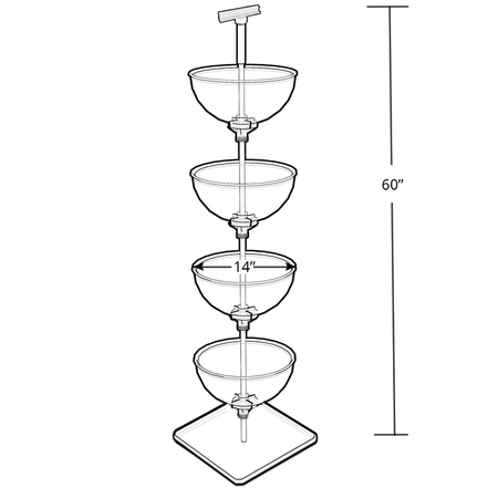 Azar Displays Four-Tiered 14" Bowl Floor Display 751404